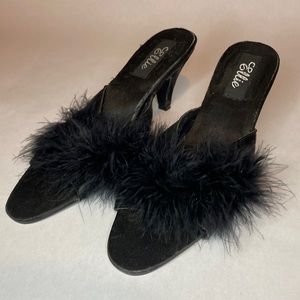 Fuzzy Slip-on heels 🐈‍⬛